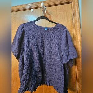 Purple Textured Short Sleeve Top